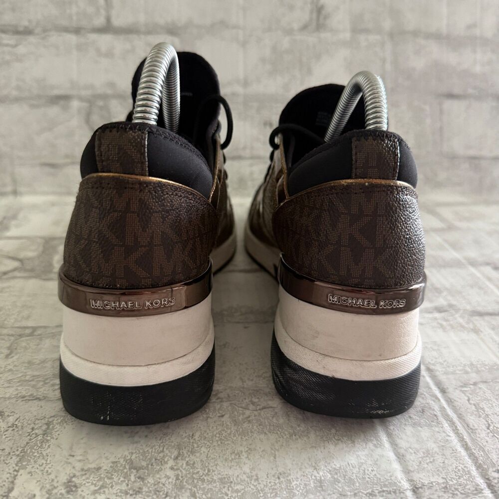 Michael Kors Liv Logo Mixed-Media Trainer Platform Wedge Fashion Sneaker Flaws 9 - Picture 6 of 10